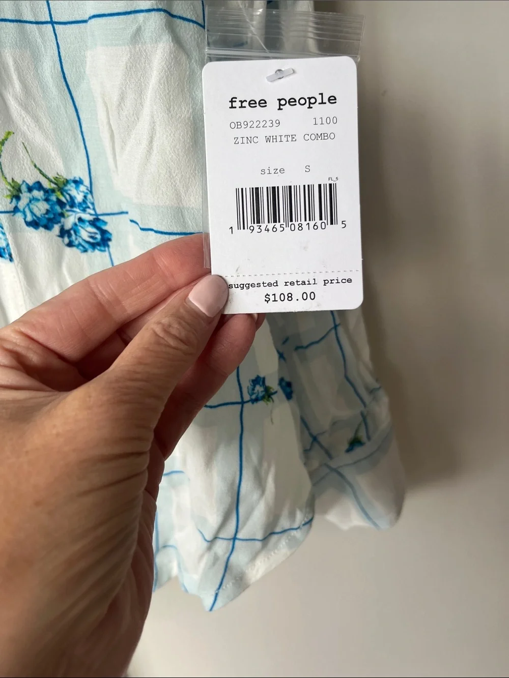 Women’s Free People Light Blue Floral Check Button-Up Shirt
